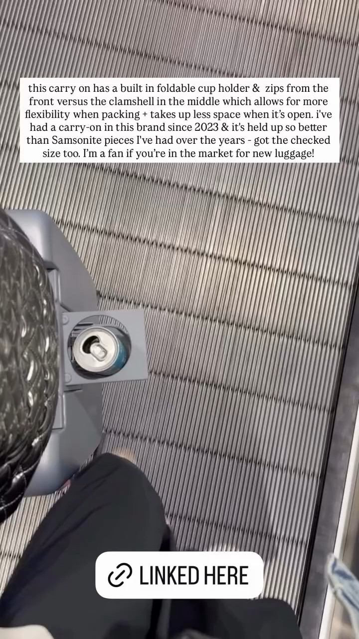 this carry on has a built in foldable cup holder & zips from the front versus the clamshell in the middle which allows for more flexibility when packing + takes up less space when it's open. i've had a carry-on in this brand since 2023 & it's held up so better than Samsonite pieces I've had over the years - got the checked size too. I'm a fan if you're in the market for new luggage!

#LTKmomlife #LTKTravel #LTKSaleAlert