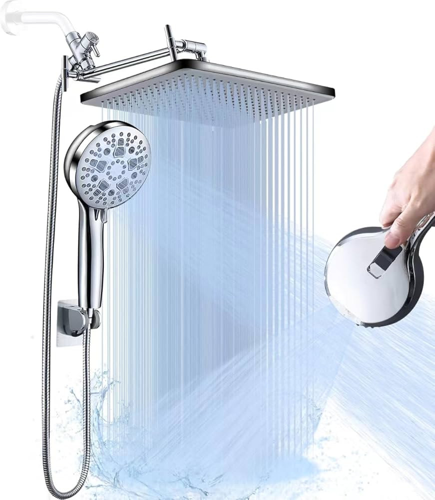14”High Pressure Rain Shower Heads with Handheld Spray with Long Hoes Combo Rainfall Showerhead... | Amazon (US)