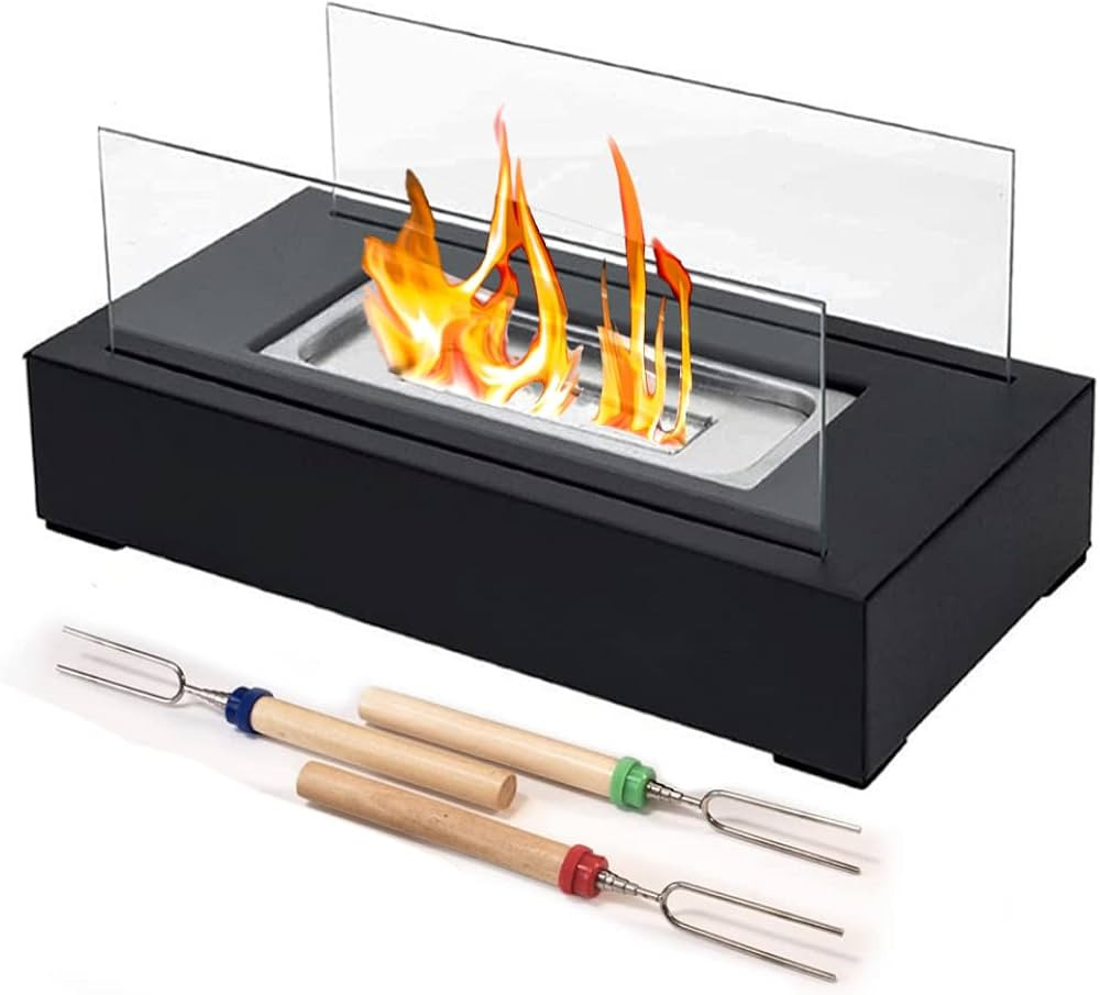 ROZATO Tabletop Fire Pit with Roasting Sticks, Portable Indoor/Outdoor Mini Small Fireplace, Tabl... | Amazon (US)