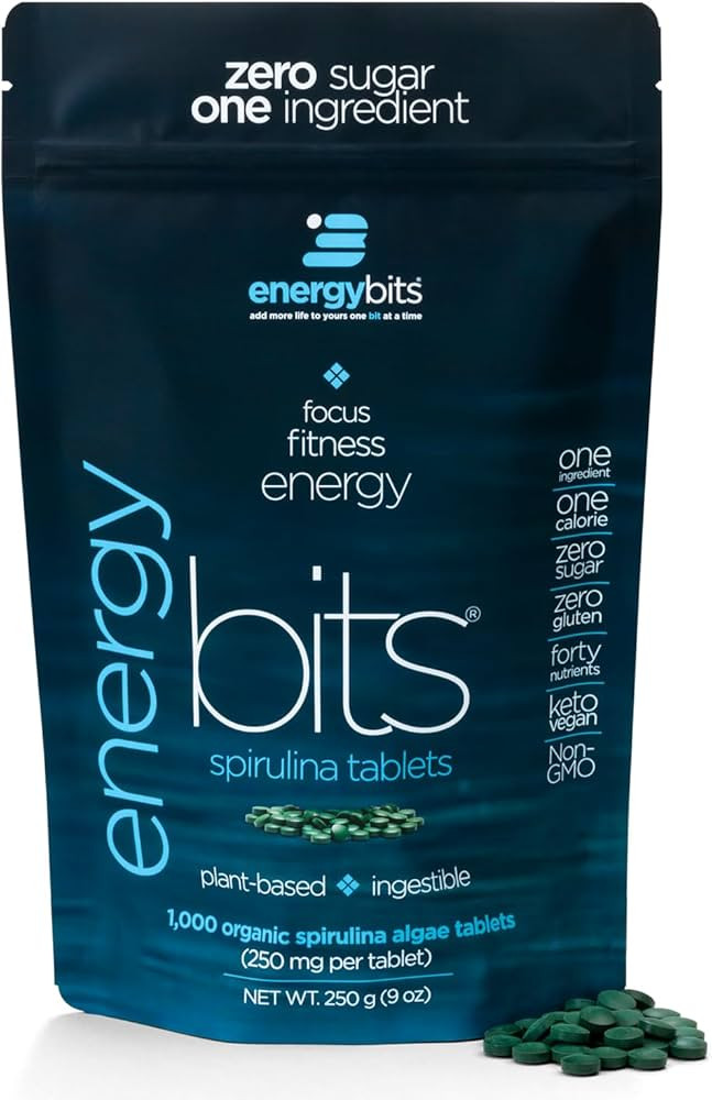 ENERGYBITS - Organic Spirulina Tablets - Plant-Based Algae Superfood - for Focus, Fitness, Energy... | Amazon (US)