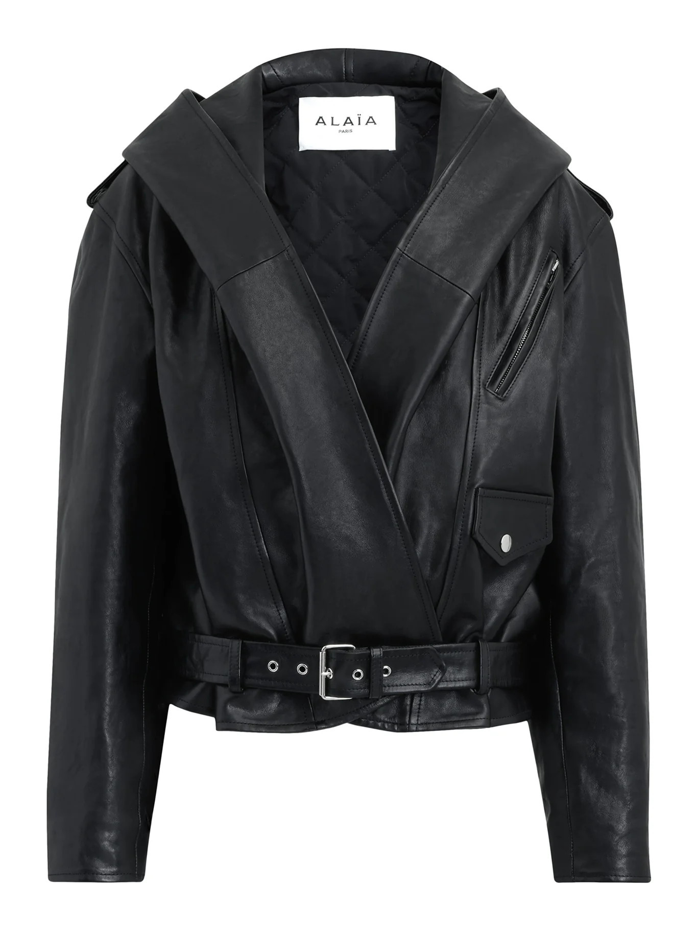 HOODED BIKER JACKET IN PATINATED NAPPA LEATHER - Alaia - Woman | Suitnegozi INT