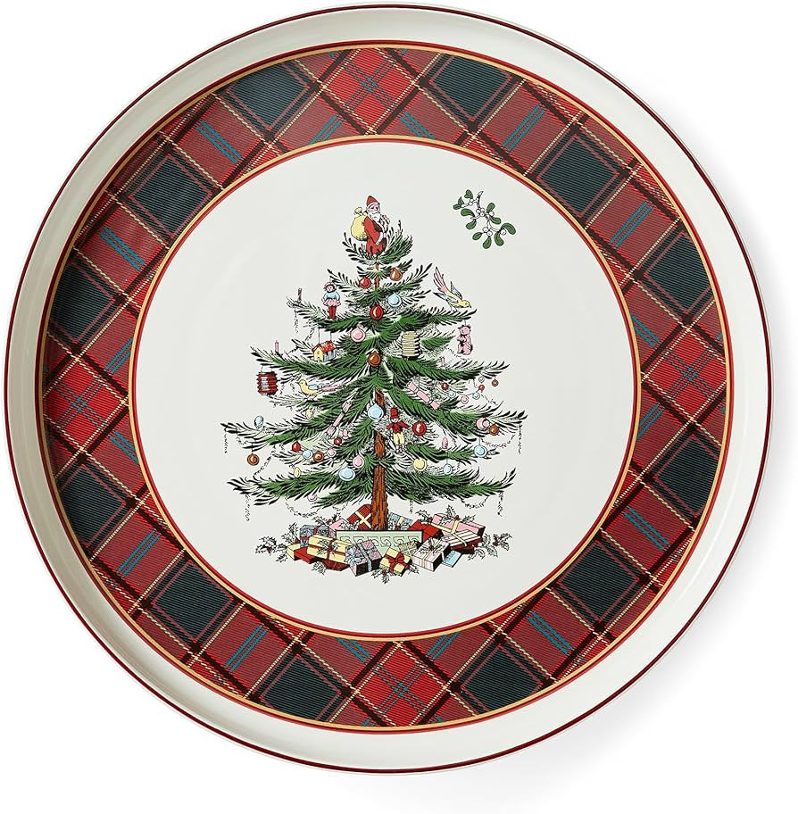 Spode Christmas Tree Lazy Susan - Tartan Plaid, Non Skid 360 Degree Rotation, Holiday Space Saver... | Amazon (US)