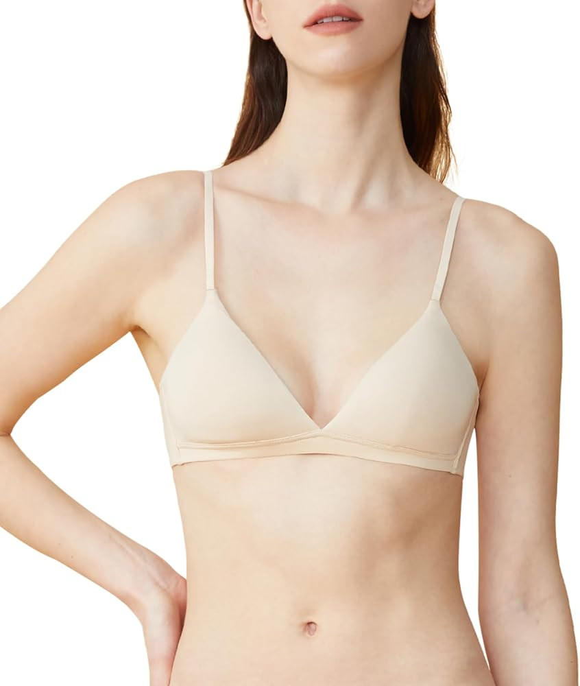 Organic Pima Cotton Wireless Bralette, Padded Triangle Bra for Small Bust, Comfortable Everyday B... | Amazon (US)