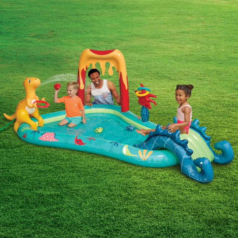 Bluescape Dino Inflatable Play Center, Kiddie Pool with Sprinkler, Toys & Slide, Age 2 & up, Unis... | Walmart (US)