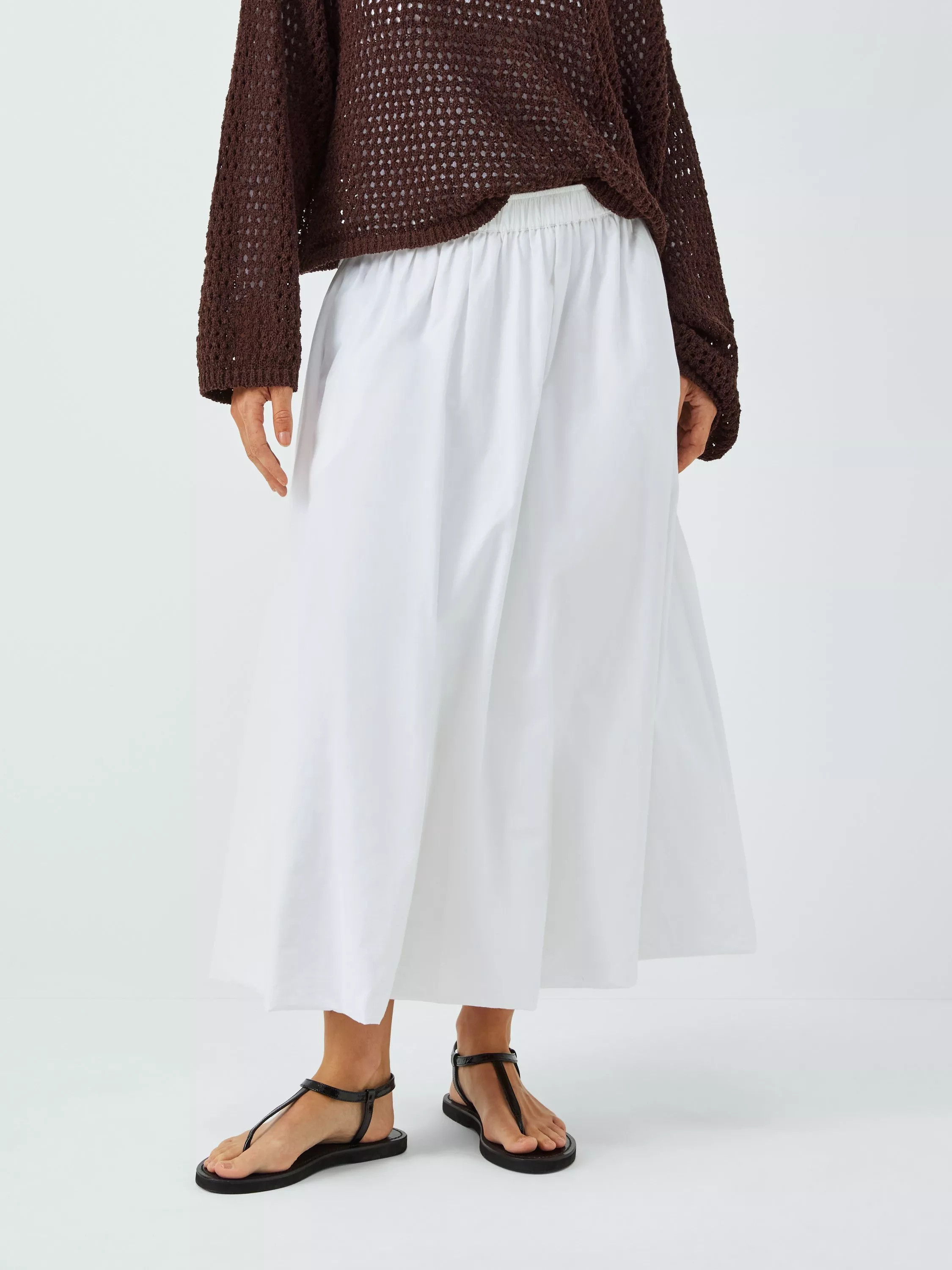 John Lewis ANYDAY Bubble Hem Maxi Skirt, White | John Lewis (UK)