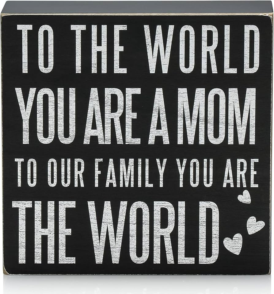 TJ.MOREE Birthday Gifts for Mom, Christmas Gift for Mother 6x6 Wood Box Sign “To the World You ... | Amazon (US)