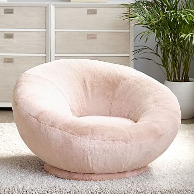 Faux-Fur Blush Groovy Swivel Chair | Pottery Barn Teen