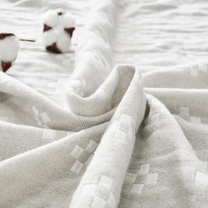 jinchan Grey Throw Blanket for Couch Boho Throw Blanket Cozy Blanket Cotton Winter Blanket Twin S... | Amazon (US)