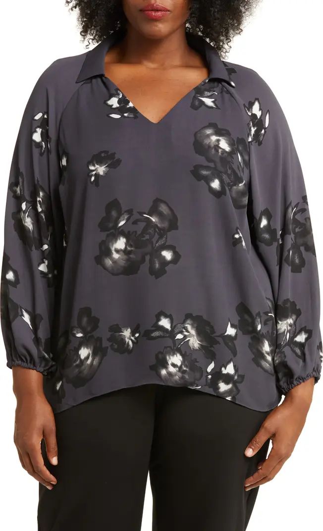 Floral Print Collared Long Puff Sleeve Blouse | Nordstrom Rack