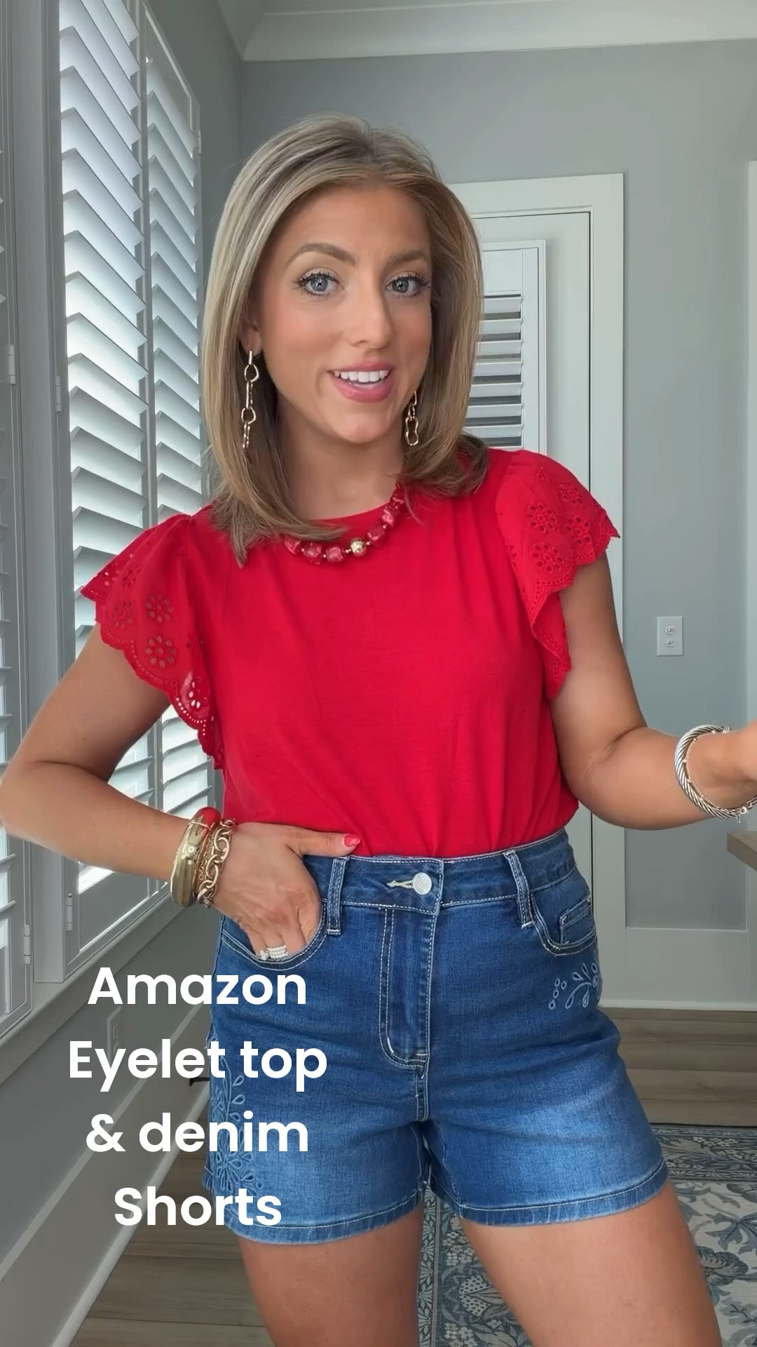 Red Flutter Sleeve Top + Embroidered Denim Shorts ❤️

Simple, classic, and so versatile! ✨ This bright red flutter sleeve top is one of those pieces you’ll reach for all summer long. The feminine eyelet sleeves elevate the look, while the embroidered denim shorts add the perfect touch of detail. Such a cute outfit for summer holidays, dinner out, or everyday wear.

#AmazonFashion #RedTop #FlutterSleeveTop #SummerStyle #PatrioticFashion #DenimShorts #AmazonFinds #AffordableFashion #SummerOutfitIdeas #CasualChic #OOTD #MomStyle #EverydayStyle #RedWhiteAndBlue #SummerFashion

#LTKootd #LTKPetite