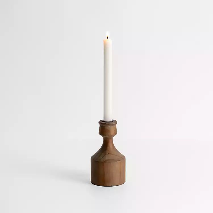New! Dark Eucalyptus Wood Taper Candle Holder, 6 in. | Kirkland's Home