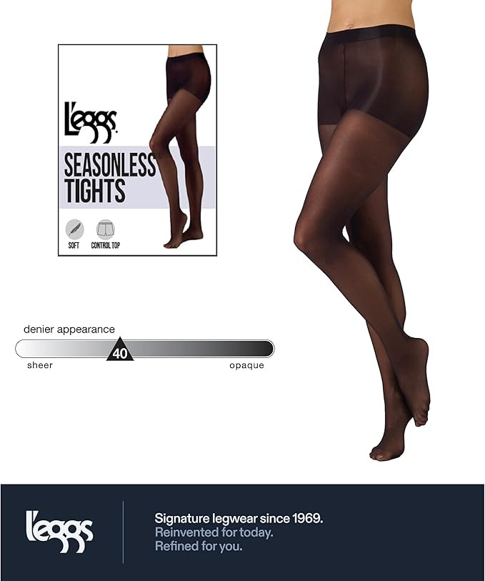 L'eggs Casual Women's Seasonless Tights for Year Round Wear, Same to Waist, Sheer Toe, Black | Amazon (US)