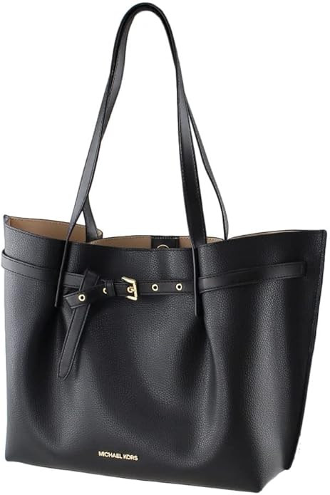 Michael Kors Emilia Large Tote Leather Shoulder Purse Handbag in Black | Amazon (US)