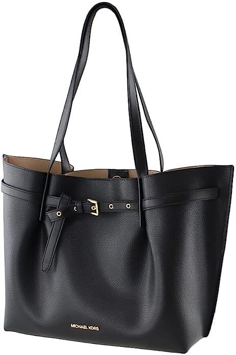 Michael Kors Emilia Large Tote Leather Shoulder Purse Handbag in Black | Amazon (US)