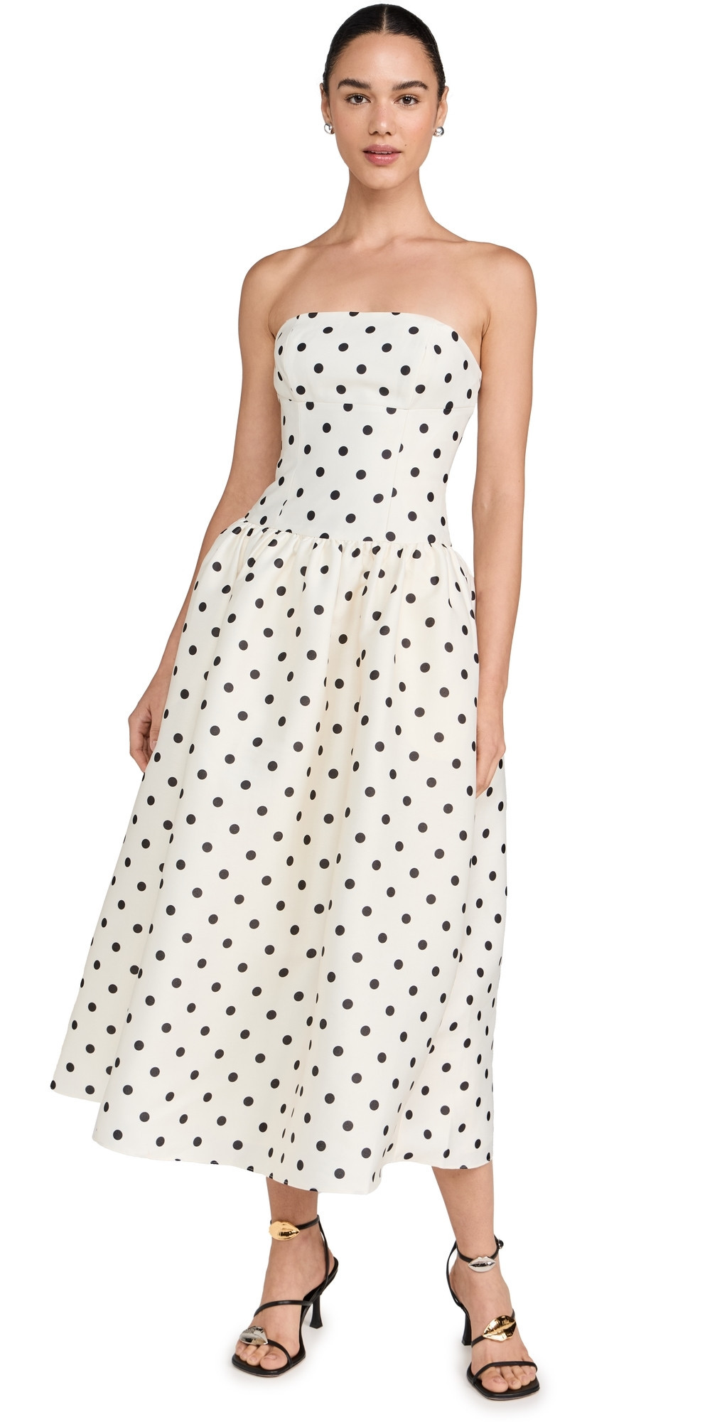 Self Portrait Cream Polka Dot Taffeta Midi Dress Cream 12 | Shopbop
