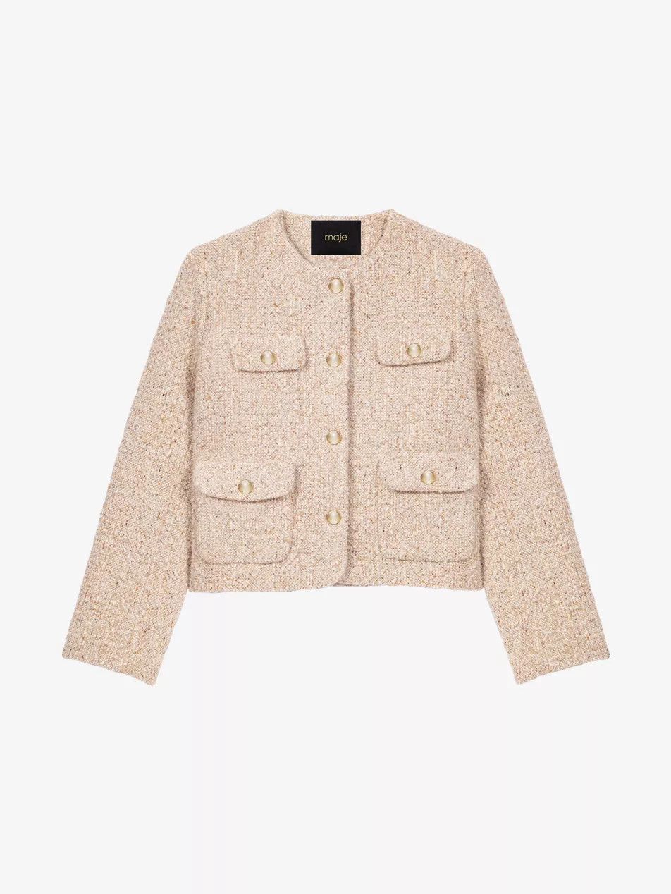Round-Neck Button-Down Tweed Jacket | Selfridges