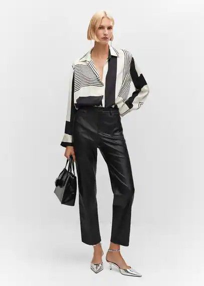 Leather-effect straight trousers -  Women | Mango United Kingdom | MANGO (UK)