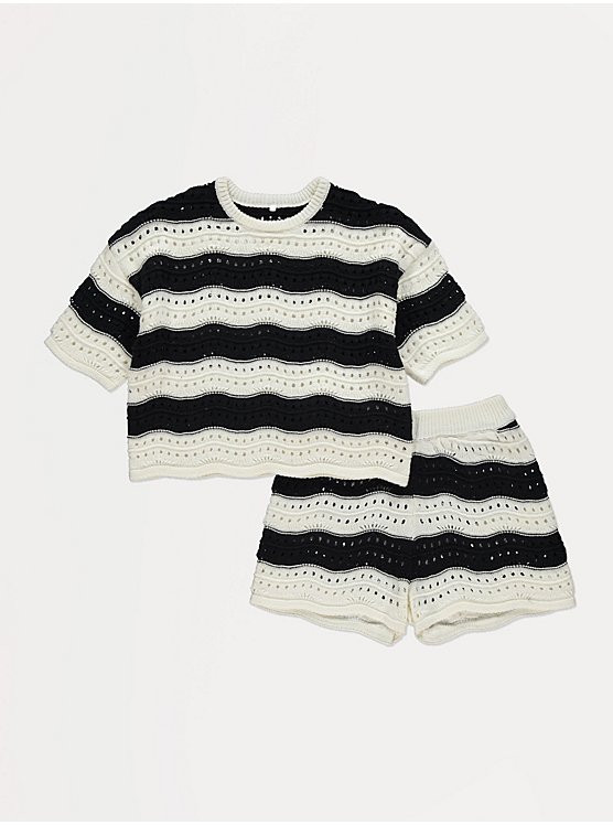 Striped Crochet Knitted Top and Shorts Outfit | George