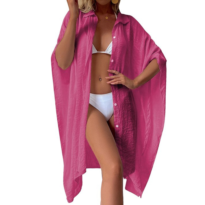Swimsuit Cover Up for Women Plus Size Button Up Shirts Chiffon Kimono Cardigan Casual Beach Cover... | Walmart (US)