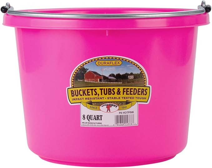Miller Manufacturing P8HOTPINK Plastic Round Back Bucket for Horses, 8-Quart, Hot Pink | Amazon (US)