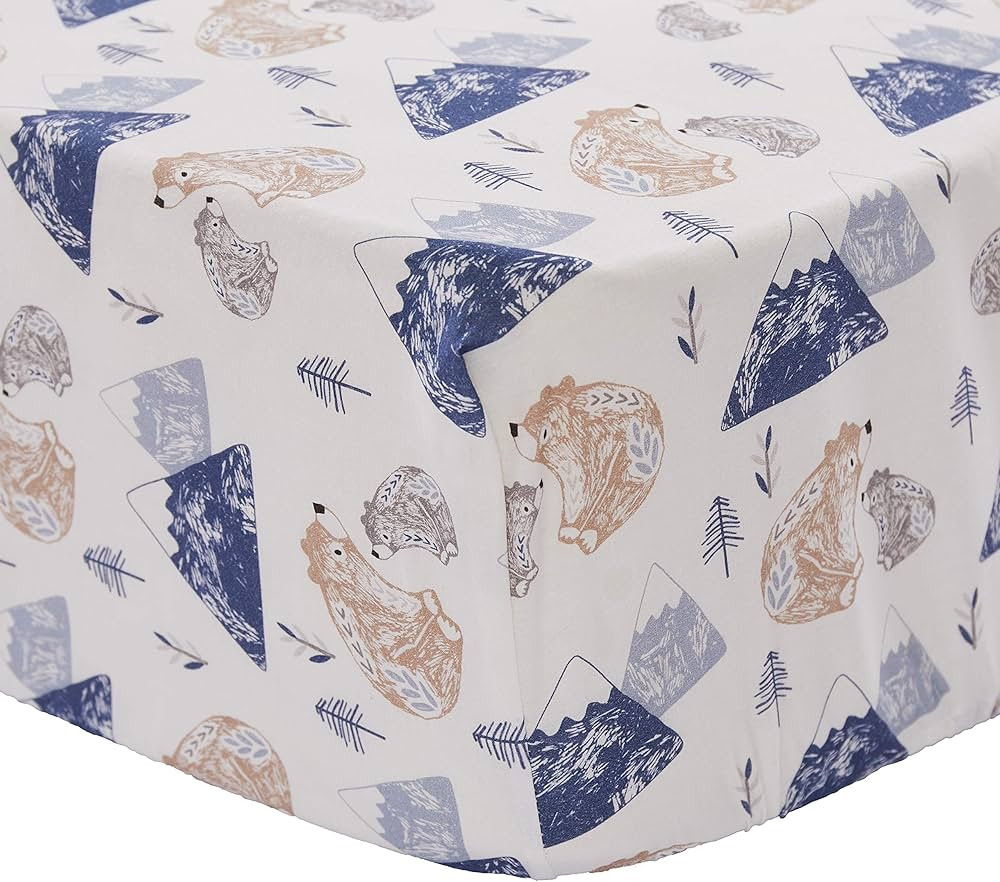 Levtex Baby - Rowan Bear Crib Fitted Sheet - Fits Standard Crib and Toddler Mattress - Tossed Bea... | Amazon (US)