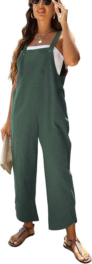 AMEBELLE Women's Sleeveless Cotton Linen Overalls Rompers Baggy Wide Leg Jumpsuits | Amazon (US)