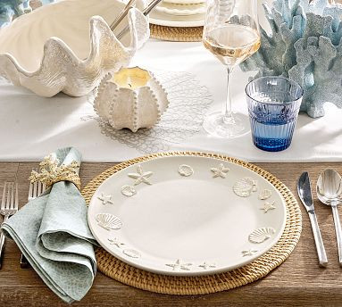 Coastal Embossed Stoneware Dinner Plates - Set of 4 | Pottery Barn (US)