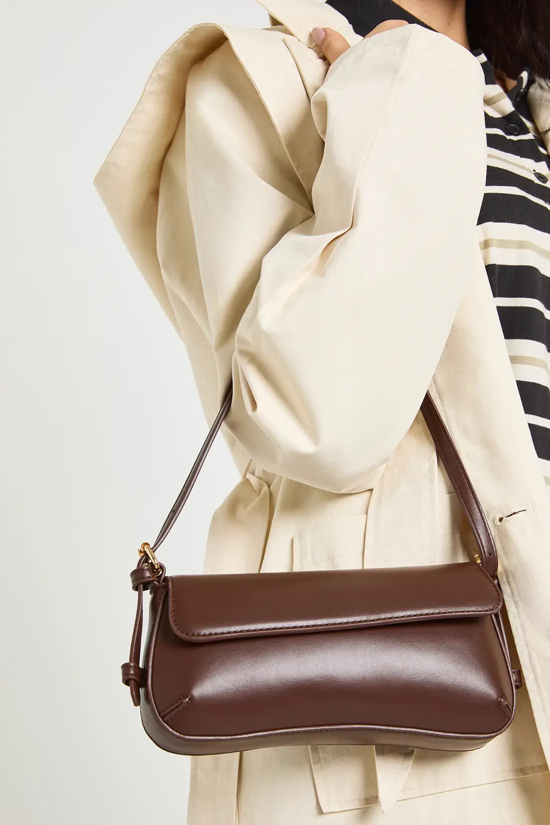 Chocolate Fold Over Shoulder Bag | Boohoo USA | boohoo (US & Canada)