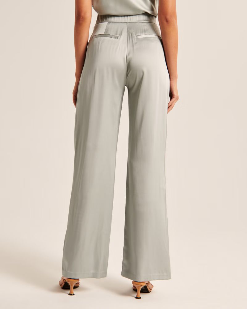 Satin Tailored Wide Leg Pant | Abercrombie & Fitch (US)