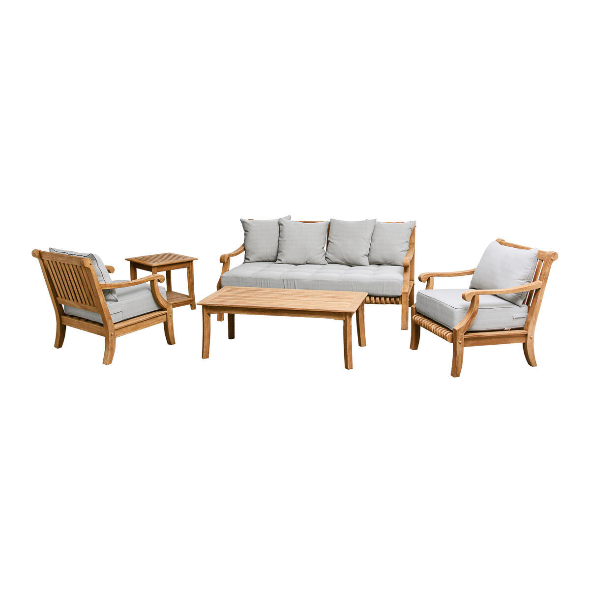 Vero Teak Wood 5 Piece Outdoor Patio Furniture Set in White by World Market | World Market