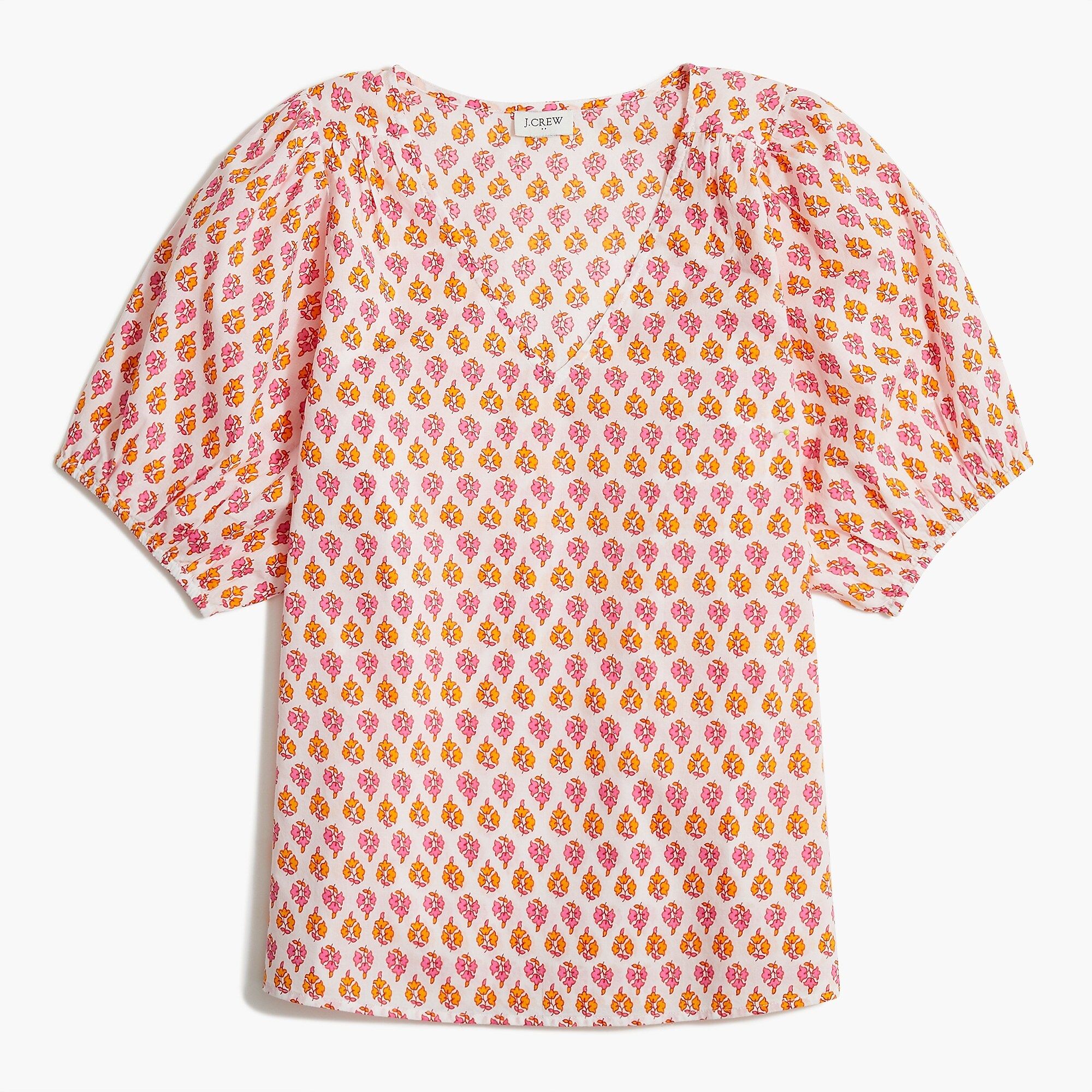 Factory: Cotton V-neck Puff-sleeve Top For Women | J.Crew Factory