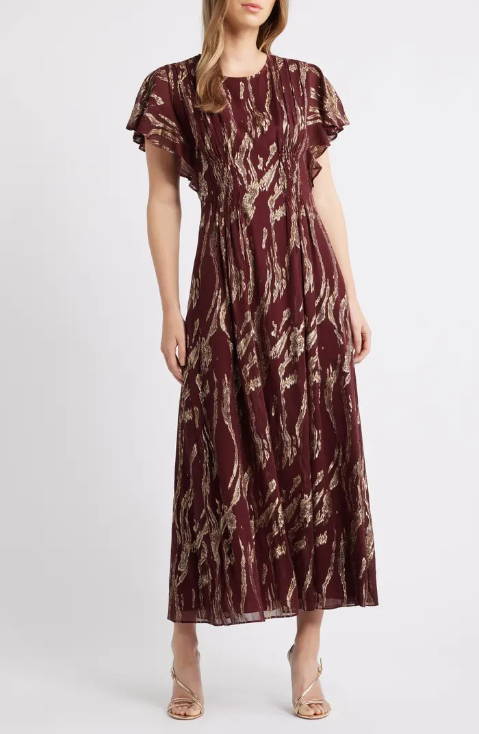 Parker The Rose Metallic Flutter Sleeve Maxi Dress | Nordstrom | Nordstrom