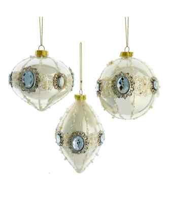 Glass Pearl White Ball, Drop & Onion Ornaments Set Of 3 Christmas Decor  | eBay | eBay US