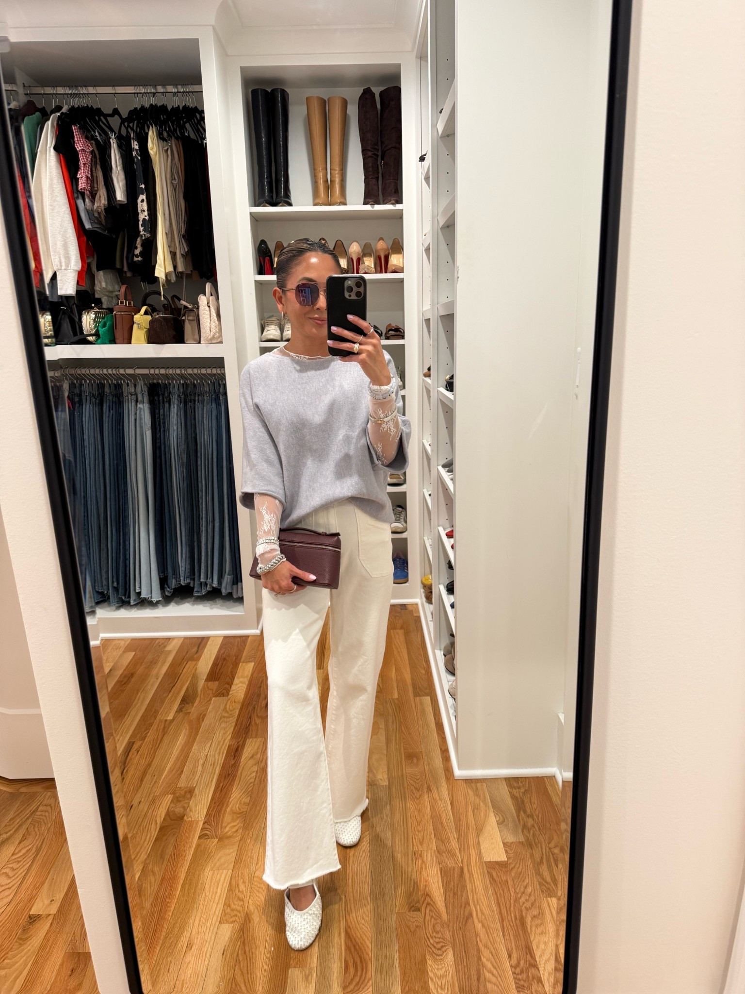 Add lace underneath a casual oversized top to instantly add a pop to an outfit!! Like an accessory!! 
Both tops are S
Jeans are XS
Flats are 5.5

#LTKootd #LTKPetite #LTKOver40