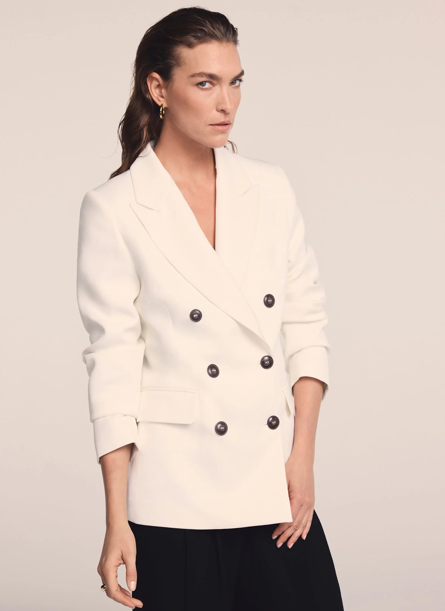 Cream Double Breasted Blazer | Mint Velvet