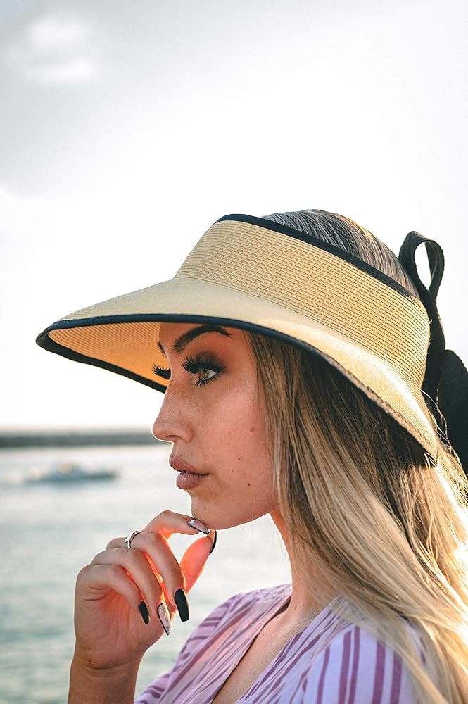 Pineapple&Star Vienna Visor Women\u2019s Summer Sun Straw Packable UPF 50+ Beach Hat | Amazon (US)