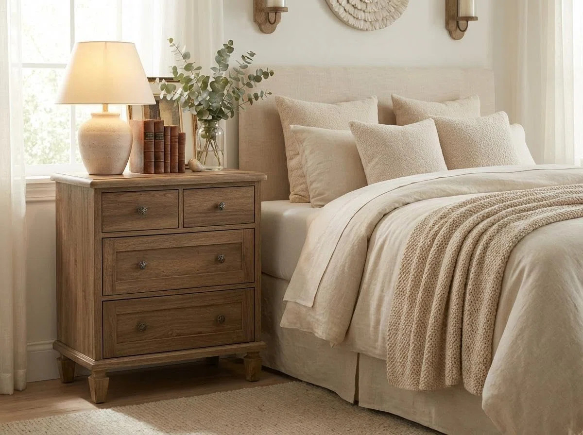 Vintage 4-Drawer Dresser with Tapered Legs, Distressed Wood Chest, Light Brown | Wayfair North America