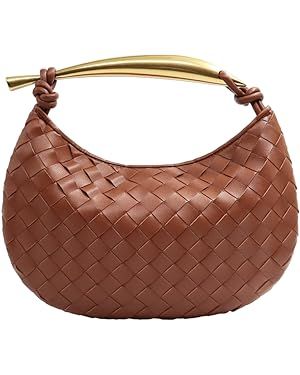 Leather Woven Bag for Women Elegant Evening Clutch Tote Bag Handbag Genuine Leather Handwoven Bag... | Amazon (US)