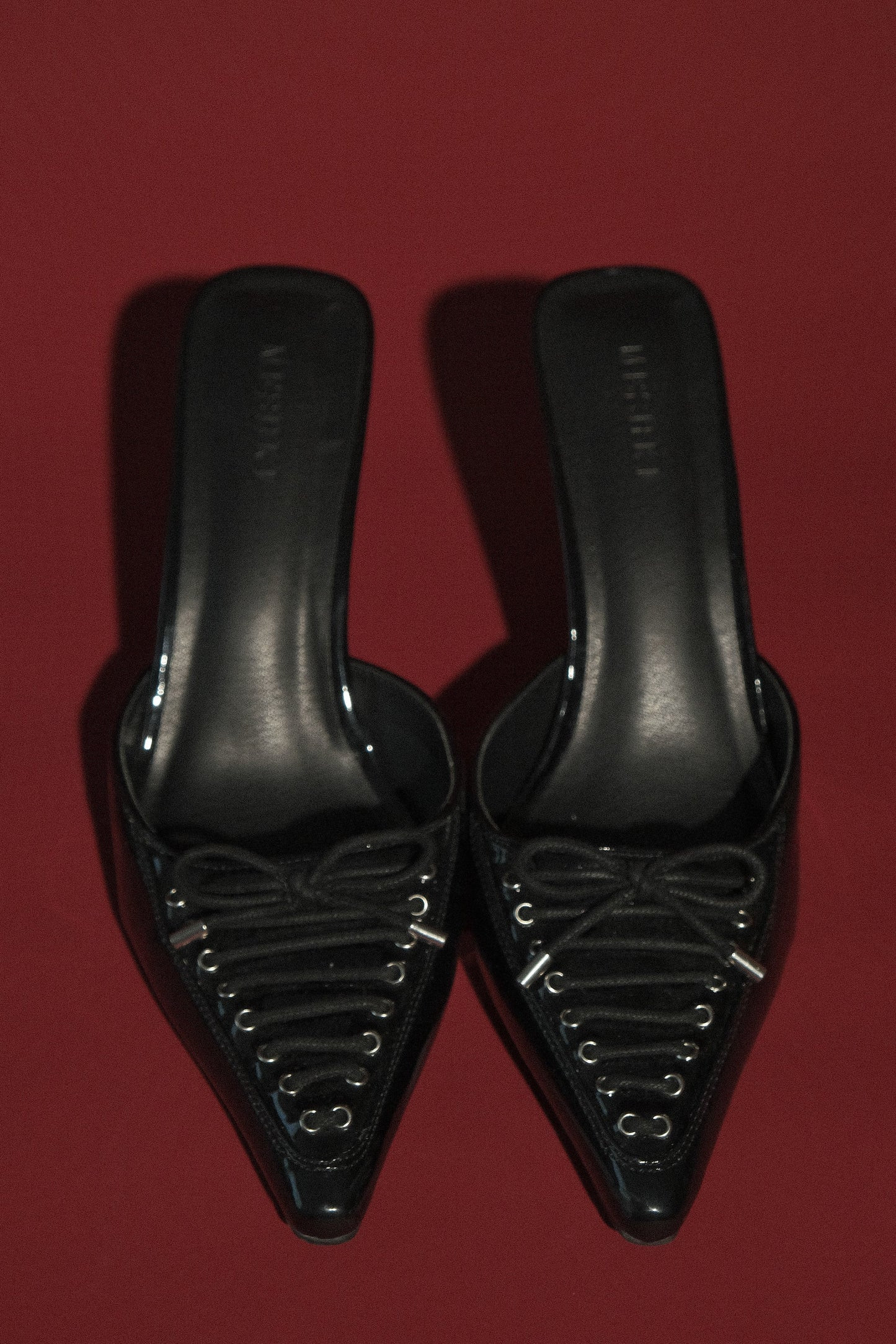 Joanne Patent Lace Up Heels - Black | MESHKI US