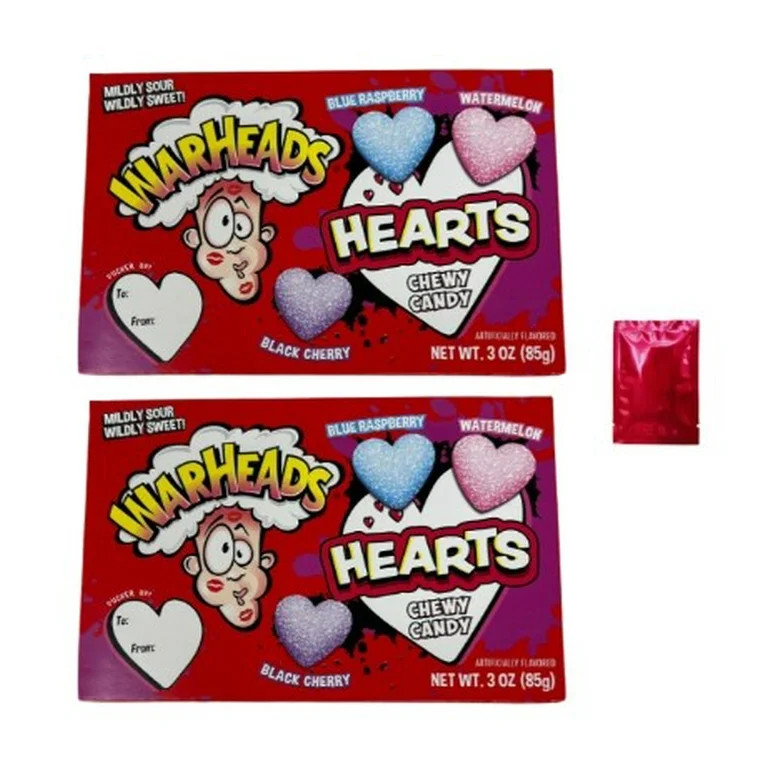Valentine Warheads Hearts Chewy Candy, 3 oz Box (Pack of 2) – Mildly Sour & Wildly Sweet Valent... | Walmart (US)