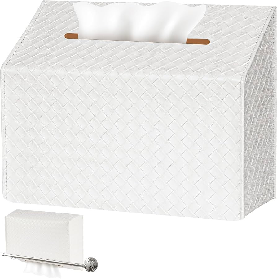 NiHome PU Leather Tissue Box Cover for Kleenex Hand Towels, White | Amazon (US)