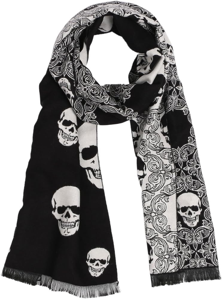 Landisun Women Scarf Men Scarf Skull Shawl Unisex Soft Long Elegant Classical Tassels | Amazon (US)