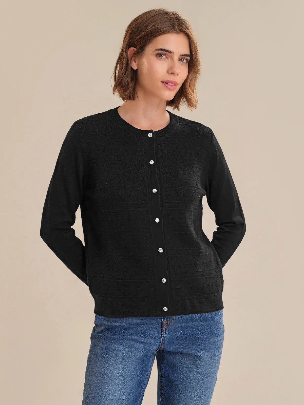 89th & Madison Bobble Crewneck Cardigan | 89th + Madison