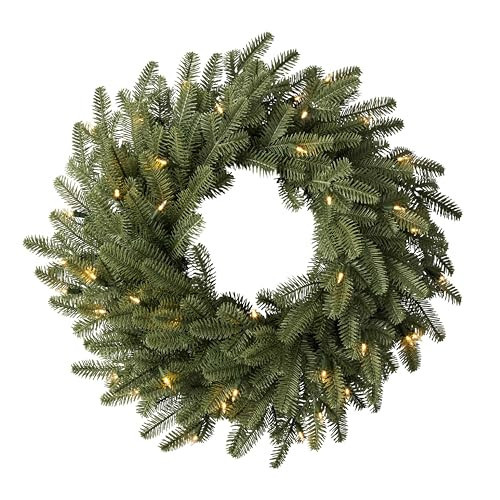 Balsam Hill BH Balsam Fir Christmas Wreath - Premium True Needle Front Door Wreath with LED Clear Lights Available in 26" and 48" Sizes for Indoor and Outdoor Holiday Decorating, 26" | Amazon (US)