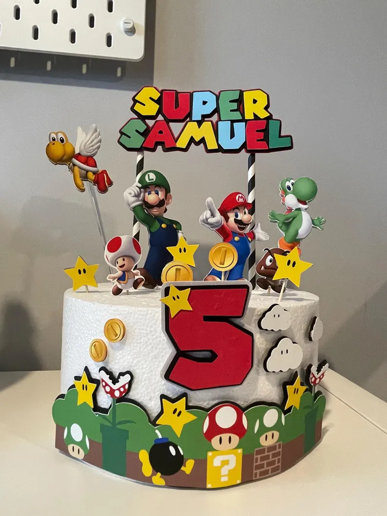 Mario Themed Birthday Cake Decoration for Boys and Girls - Etsy | Etsy (Global)