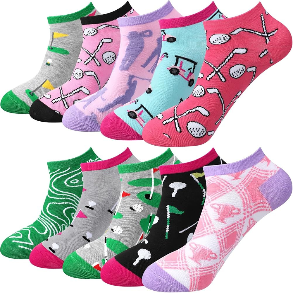 10 Pairs Novelty Women Golf Socks Athletic Low Cut Golf No Show Sock for Christmas Female Golfers... | Amazon (US)