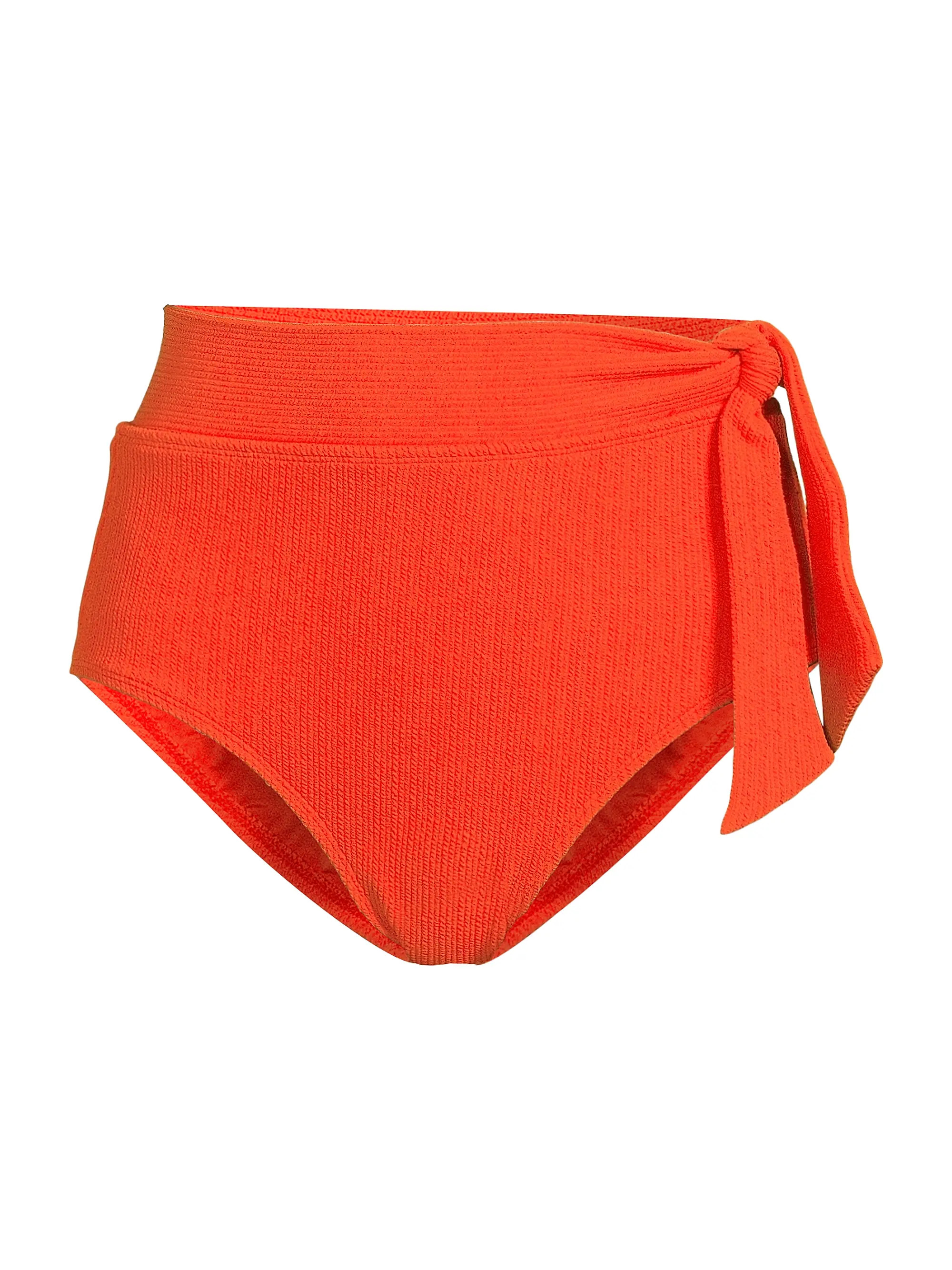 Textured Side-Tie High-Waisted Bikini Bottom | Saks Fifth Avenue
