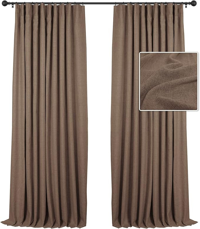 INOVADAY 100% Blackout Curtains 63 Inch Length 2 Panels Set Linen Blackout Curtains Textured Ther... | Amazon (US)