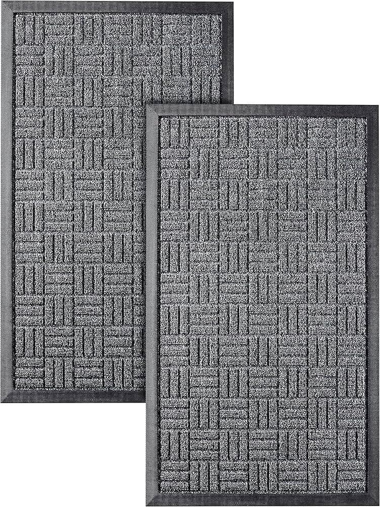 HOMWE Front Door Mats, 2 Pc Set, 29.5 x 17, All Weather Entry and Back Yard, Indoor and Outdoor S... | Amazon (US)