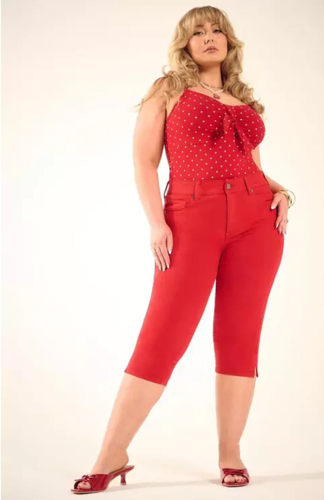 🌶️ a red moment 

Spring outfit, polka dots, retro, capri pants, summer outfit, curvy outfit 

#LTKStyleTip #LTKSeasonal #LTKMidsize